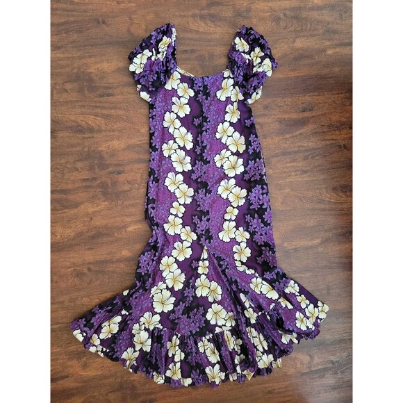 Vintage Hilo Hattie The Hawaiian Original Size M Purple Floral Maxi Muumuu Dress - Picture 2 of 6